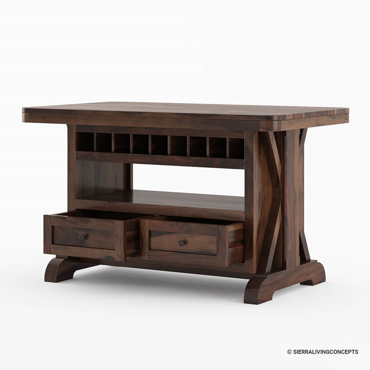 Monterey Solid Wood Counter Height Bar Table With Storage.