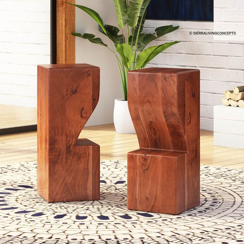 Picture of Helena Rustic Solid Wood Tree Trunk Style Bar Stool