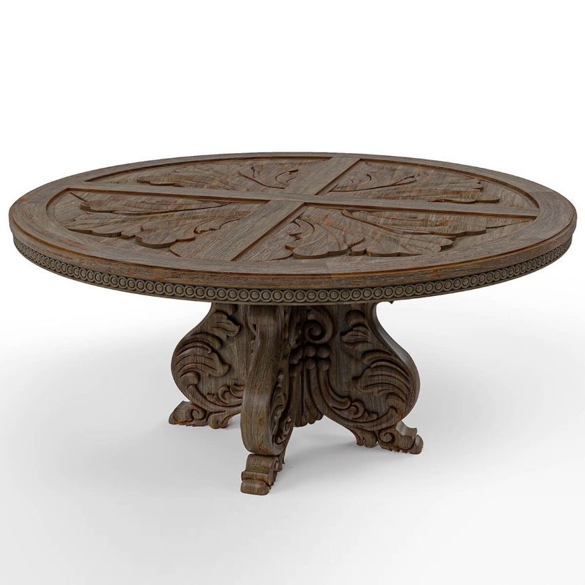 Picture of Wiltshire Teak Wood Hand Carved Round Dining Table