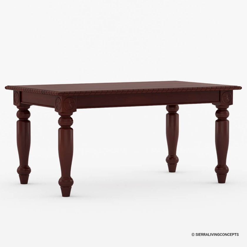 Texas Handcrafted Solid Mahogany Wood Dining Table Size Image