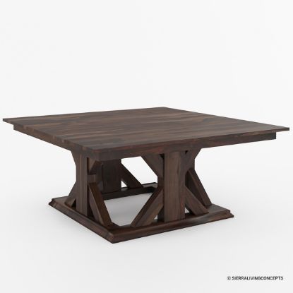 Picture of Anacortes Handcrafted Rustic Solid Rosewood Large Square Dining Table