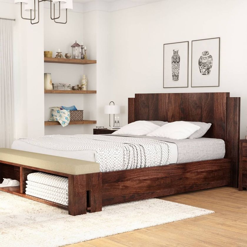 Picture of Finnikin Rustic Solid Wood Platform Bookcase Bed
