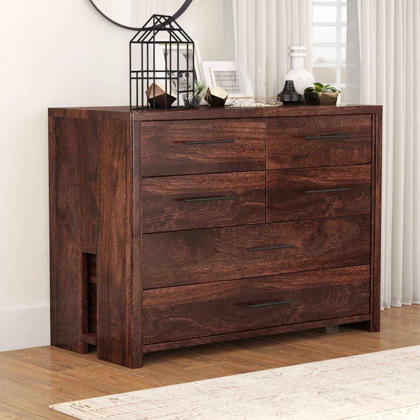Picture of Finnikin Rustic Solid Wood Double Dresser With 6 Drawers