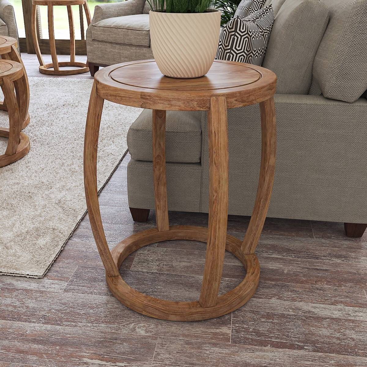 Round End Table, Small End Table Side Table Coffee Table with 100% Natural  Solid Oak Wood, Bedside Table Night Stand for Living Room Bedroom 
