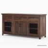 Picture of Florida Rustic Solid Wood 3 Drawer Long Buffet Sideboard Cabinet