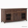 Picture of Florida Rustic Solid Wood 3 Drawer Long Buffet Sideboard Cabinet