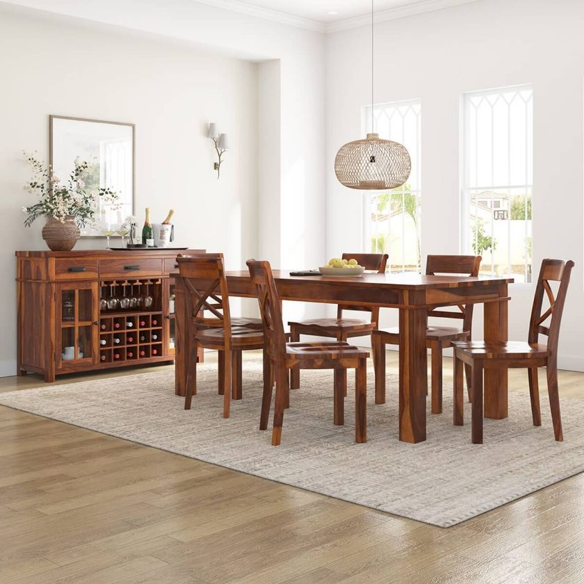 Picture of Seward Rustic Solid Wood Dining Room Set