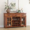 Picture of Seward Rustic Solid Wood Wine Bar Buffet Sideboard Cabinet with Drawer