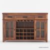 Picture of Seward Rustic Solid Wood Wine Bar Buffet Sideboard Cabinet with Drawer