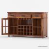 Picture of Seward Rustic Solid Wood Wine Bar Buffet Sideboard Cabinet with Drawer