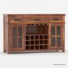 Picture of Seward Rustic Solid Wood Wine Bar Buffet Sideboard Cabinet with Drawer