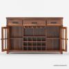 Picture of Seward Rustic Solid Wood Wine Bar Buffet Sideboard Cabinet with Drawer