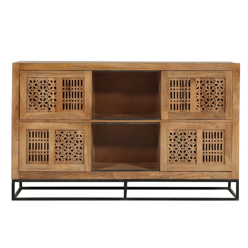 Picture of Rehoboth Rustic Solid Wood TV Stand Media Cabinet With Sliding Door