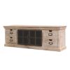 Picture of Bengower Rustic Solid Wood White 4 Drawer TV Bench Stand Media Cabinet