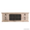 Picture of Bengower Rustic Solid Wood White 4 Drawer TV Bench Stand Media Cabinet