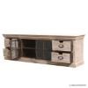 Picture of Bengower Rustic Solid Wood White 4 Drawer TV Bench Stand Media Cabinet