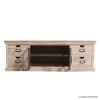 Picture of Bengower Rustic Solid Wood White 4 Drawer TV Bench Stand Media Cabinet