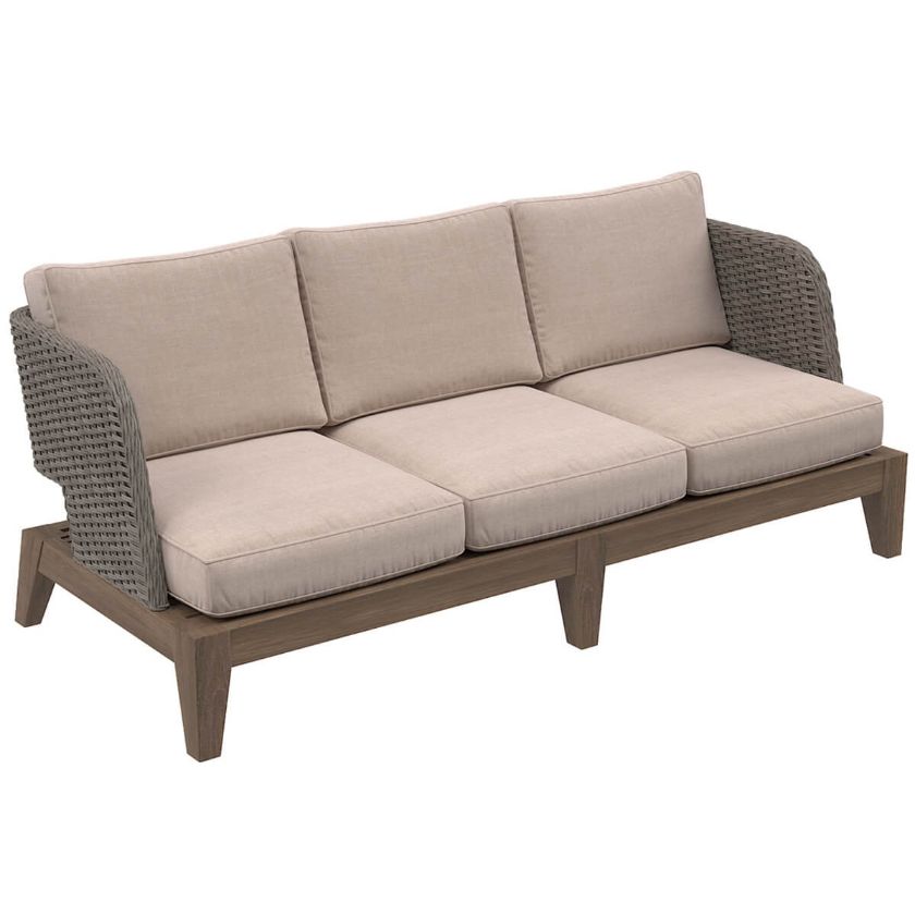 Picture of Valence Teak Wicker Outdoor 3 Seater Sofa with Cushions