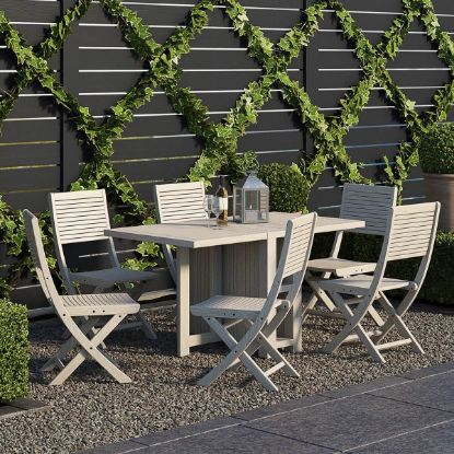 Picture of Lazio Folding Outdoor Teak Dining Table Set With Foldable Chairs