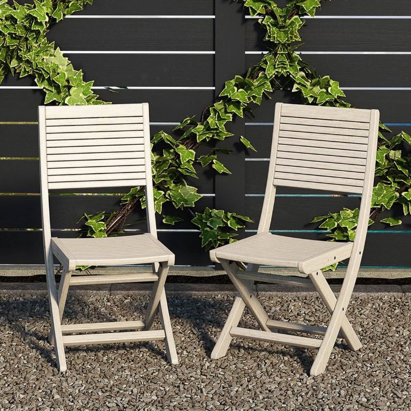 Picture of Lazio Rustic Outdoor Gray Teak Wood Folding Dining Chair
