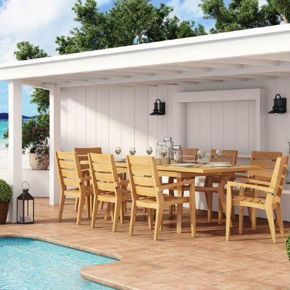 Picture of Hamburg Extending Outdoor Rectangular Dining Table with Chair Set