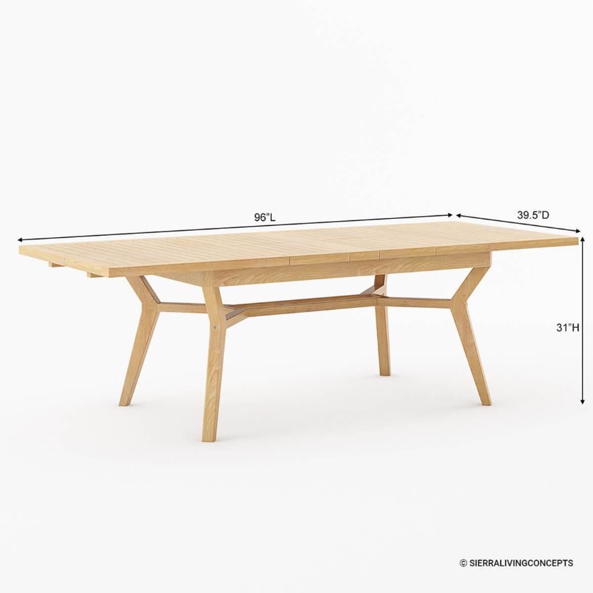 Hamburg Extendable Teak Outdoor Dining Table Dimension Image