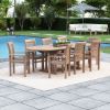 Picture of Emden Extending Teak Oval Dining Table with Armchair Set