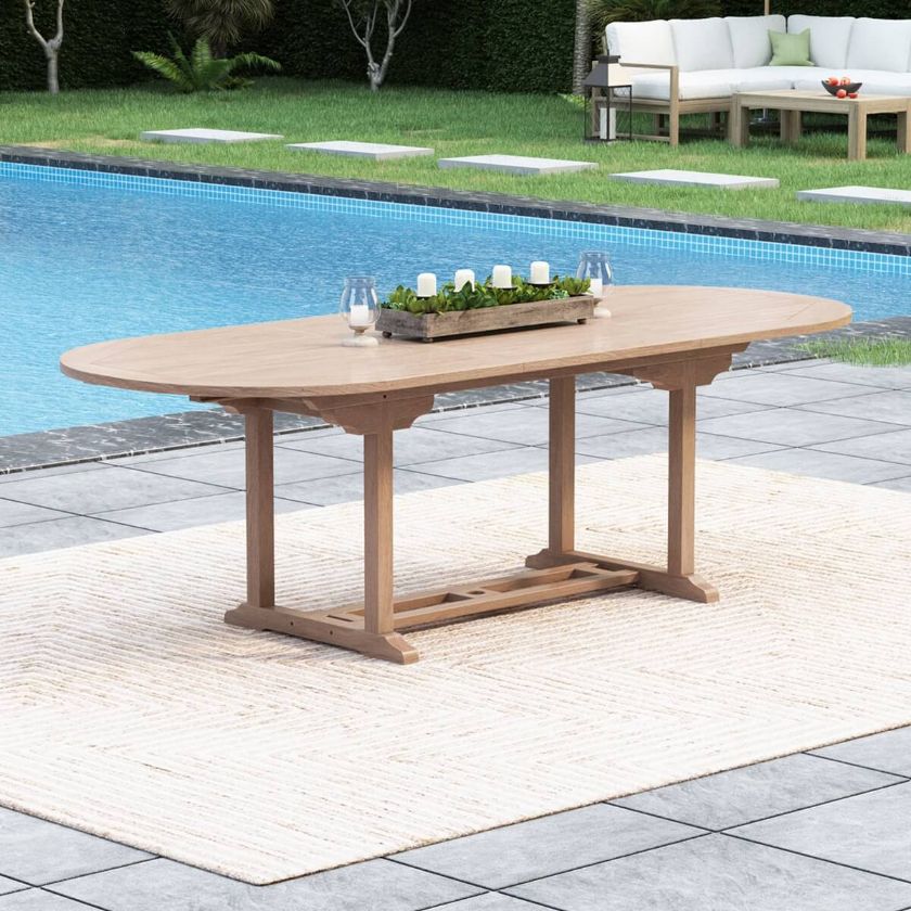 Picture of Emden Outdoor 95" Teak Wood Extendable Oval Dining Table