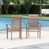 Picture of Emden Rustic Teak Wood Slatted Back Outdoor Dining Chair