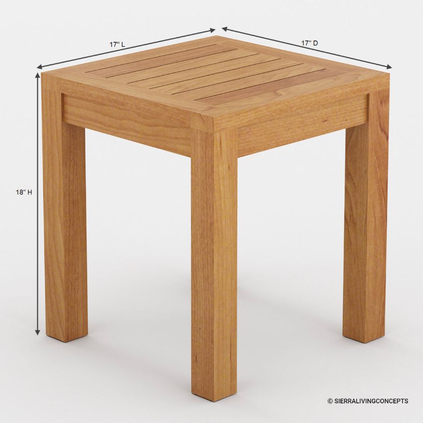 Bilston Teak Wood Outdoor Side Table Dimension Image