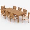 Picture of Bernburg Teak Outdoor Rectangular Dining Table with Armchair Set