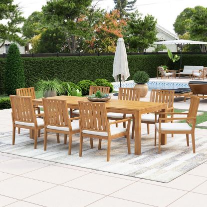 Picture of Bernburg Teak Outdoor Rectangular Dining Table with Armchair Set