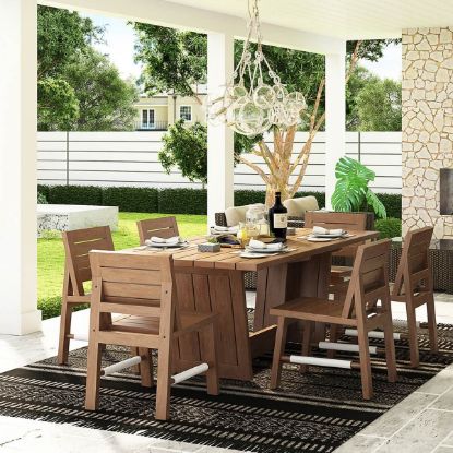 Picture of Liverpool Rustic Teak Outdoor Dining Table and Chair Set