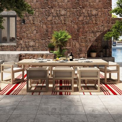 Picture of Ledbury Extendable Rustic Teak Wood Outdoor Dining Set 