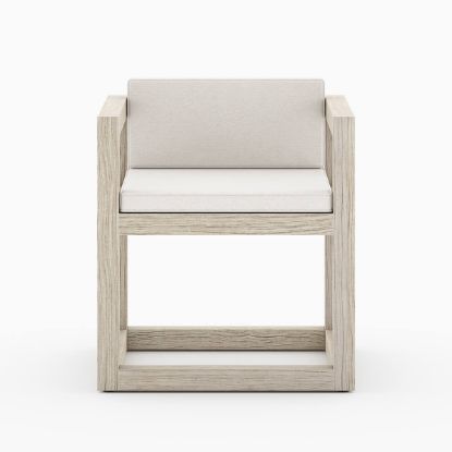 Picture of Ledbury Modern Rustic Teak Outdoor Dining Chair with Cushion