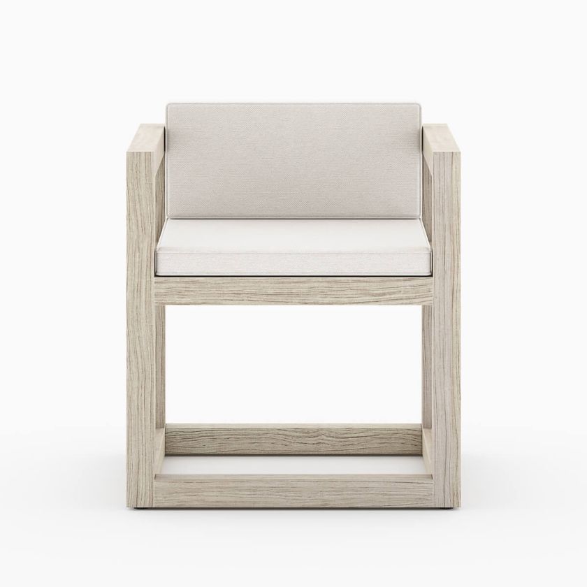 Picture of Ledbury Modern Rustic Teak Outdoor Dining Chair with Cushion