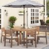 Picture of Ravello Teak Modern Outdoor Round Dining Table With Umbrella Hole