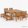 Picture of Margate Square Teak Outdoor Dining Set With Benches