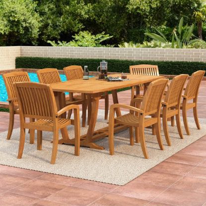 Picture of Lismore 8-Person Teak Outdoor Dining Set with Umbrella Hole