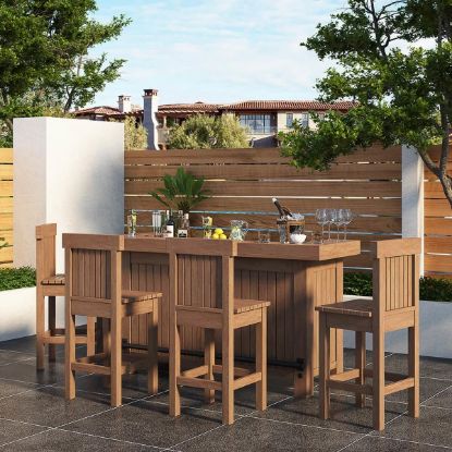 Picture of Brantford Teak Wood 5 Piece Outdoor Bar Set