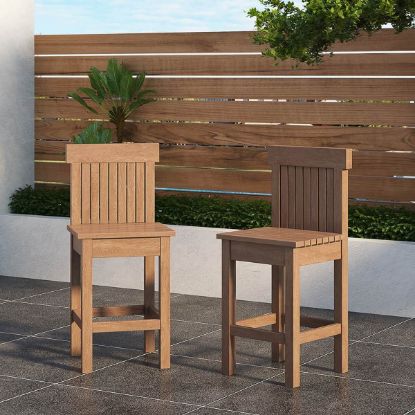 Picture of Brantford Teak Wood Outdoor Bar Stools with Leg Support (set of 2)