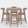 Picture of Ravenna Rustic Teak Wood Outdoor Dining Bar Table Chair Set