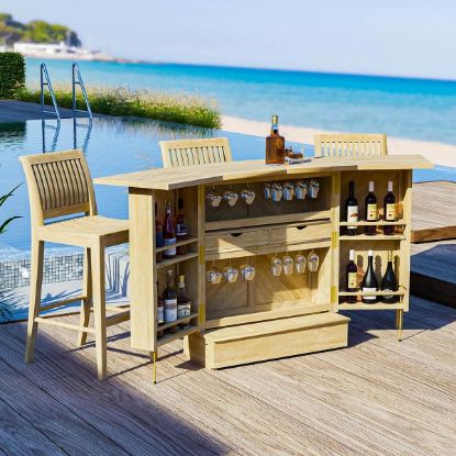 Picture of Tamworth Teak Wood Outdoor Bar Set