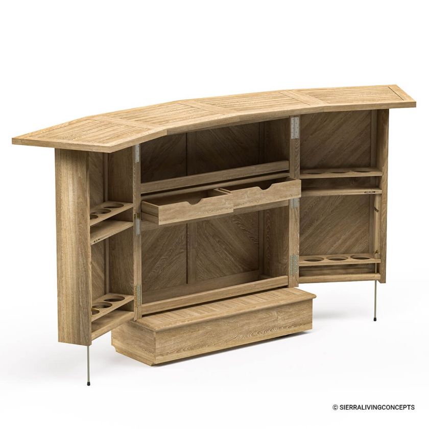 Tamworth Wooden Patio Bar Cabinet with Storage Dimension Image