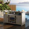 Picture of Valencia Weathered Solid Wood Outdoor Bar Cabinet with Storage