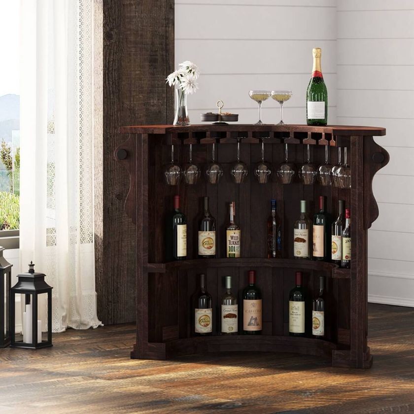 Picture of Valentano Rustic Solid Wood Home Bar Table