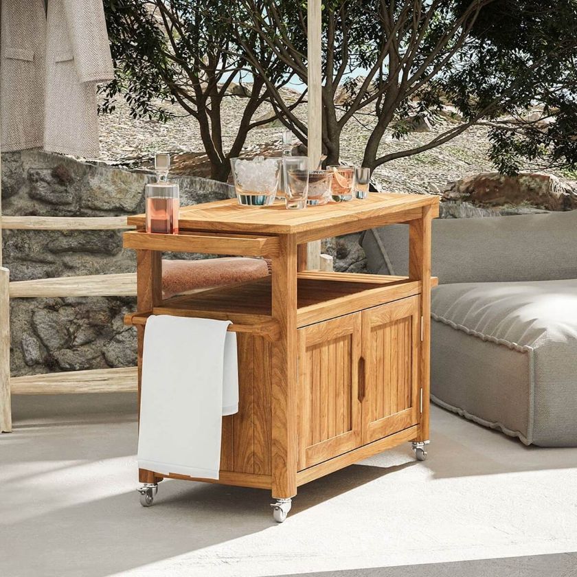 Picture of Levenham Teak Outdoor Bar Cart