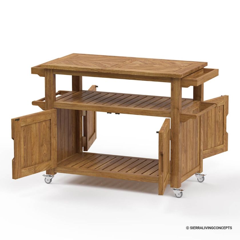 Levenham Teak Outdoor Bar Cart Dimension Image