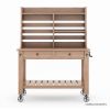 Picture of Renfrew Teak Portable Outdoor Bar Cart with Hutch