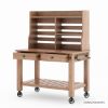 Picture of Renfrew Teak Portable Outdoor Bar Cart with Hutch